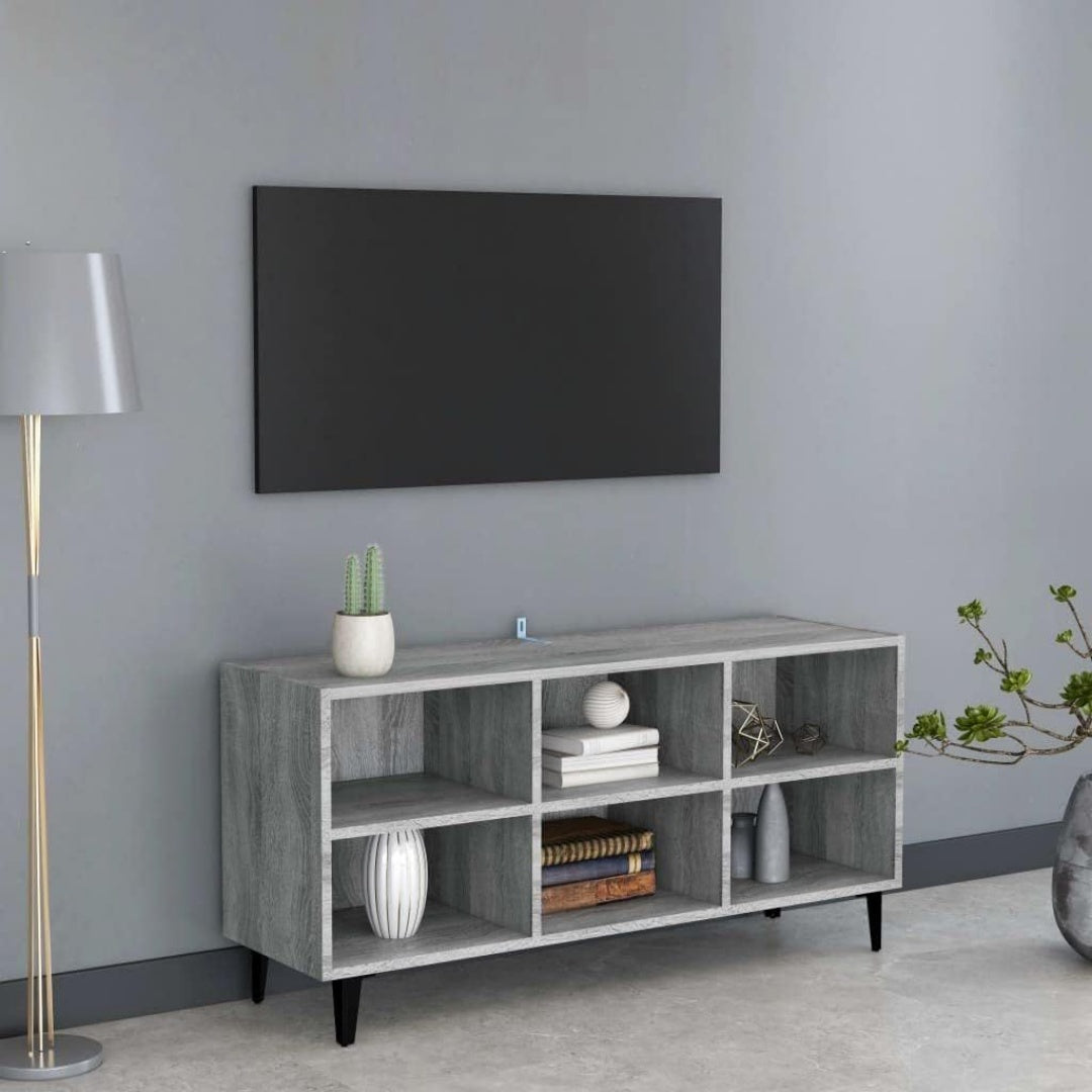 Une touche de caractere, buffet avec etageres, a l'aspect bois dans un ton chene et bois naturel
