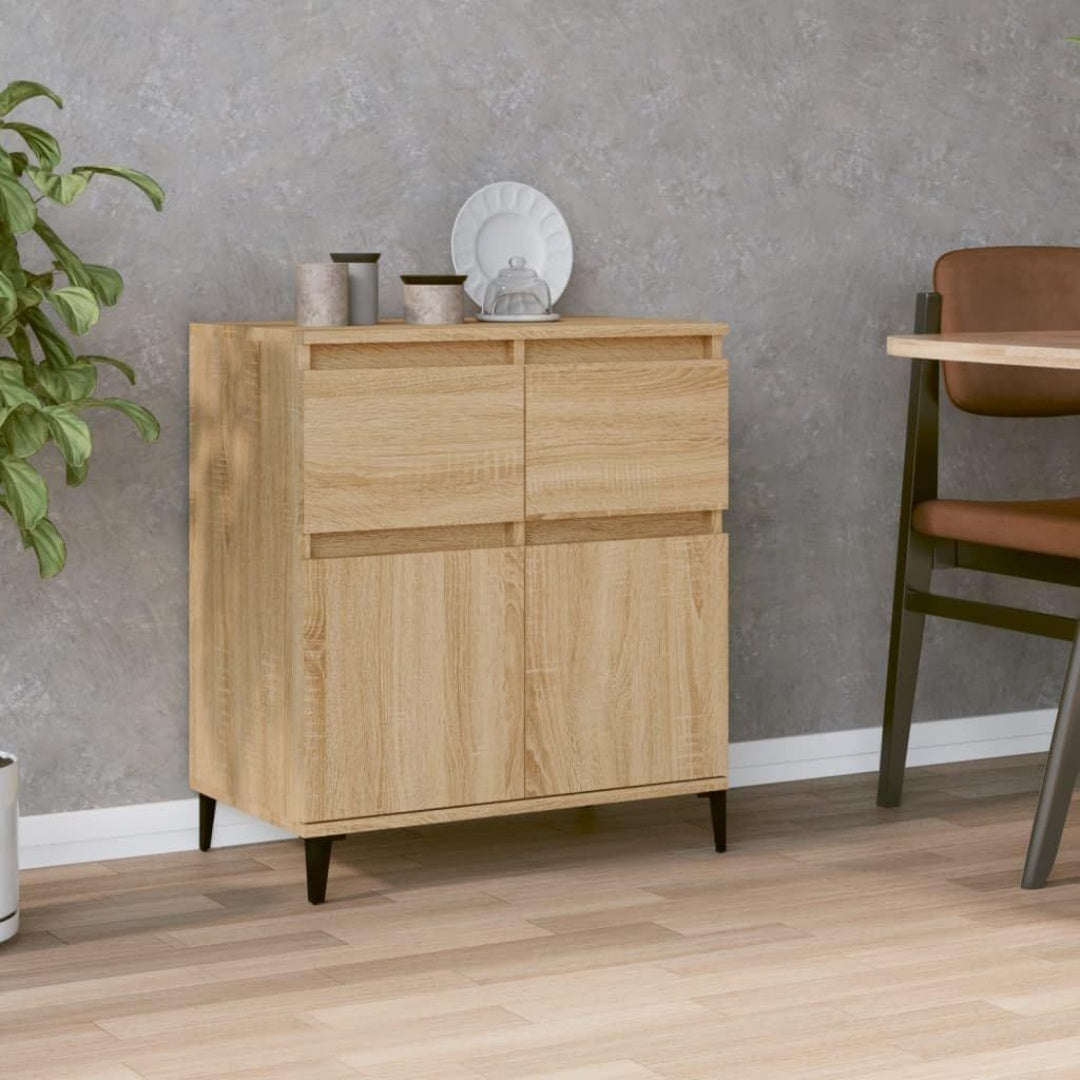 Pour un interieur harmonieux, buffet avec tiroirs, a l'aspect bois en finition gris et marron