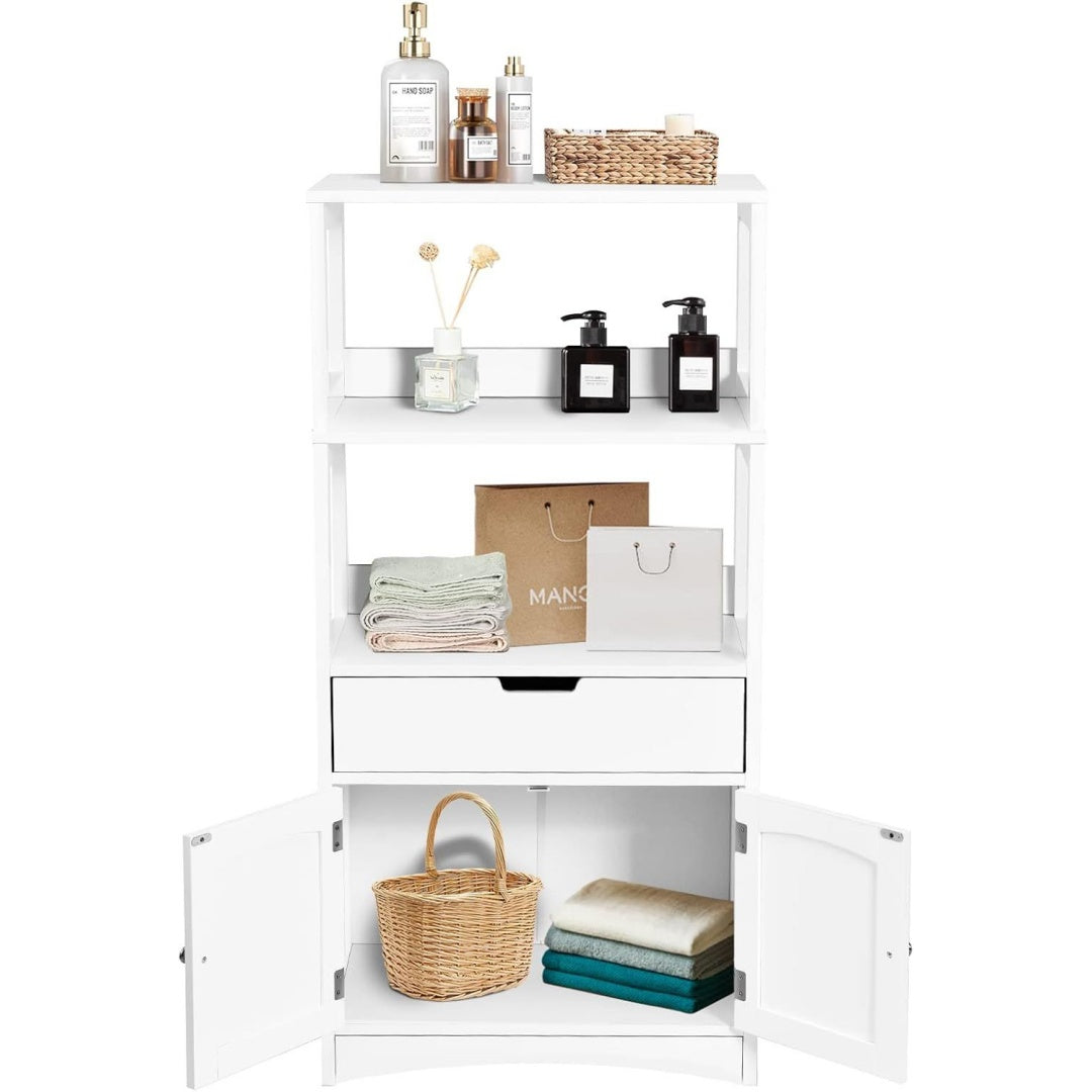 Pour un interieur harmonieux, buffet avec portes, avec etageres en finition bois naturel et vert