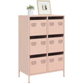 Un espace mieux organise grace a ce commode avec portes, avec etageres, finition vert