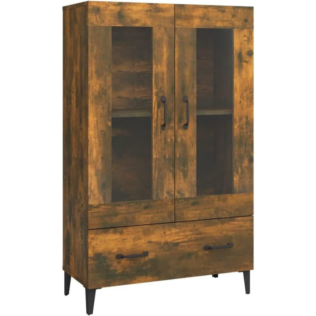 Pour un interieur harmonieux, buffet avec portes, avec etageres en finition blanc et chene