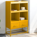 Un espace mieux organise grace a ce table avec portes, a l'aspect bois, finition noir et chene