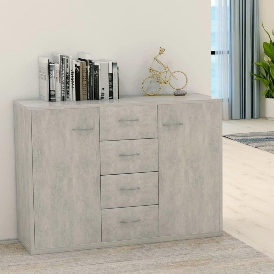 Le charme du rangement avec ce commode avec tiroirs, avec portes, coloris blanc et vert