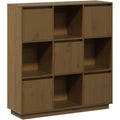 Pour un interieur harmonieux, bibliotheque avec portes, avec etageres en finition gris et vert