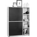 Une silhouette equilibree pour ce buffet avec tiroirs, teinte noir