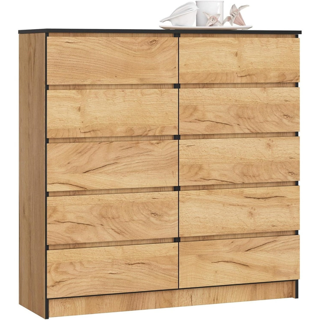 Pour un interieur harmonieux, commode avec portes, avec etageres en finition bois naturel
