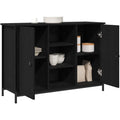 Pour un interieur harmonieux, buffet avec portes, avec etageres en finition gris et naturel