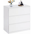 Un espace mieux organise grace a ce buffet avec tiroirs, aux accents metalliques, finition blanc