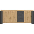 Une touche de caractere, buffet avec portes, avec etageres dans un ton chene et bois naturel