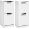 Une silhouette equilibree pour ce buffet a l'aspect bois, teinte blanc et bois naturel