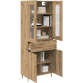 Pour un interieur harmonieux, buffet avec portes, a l'aspect bois en finition bois naturel et dore