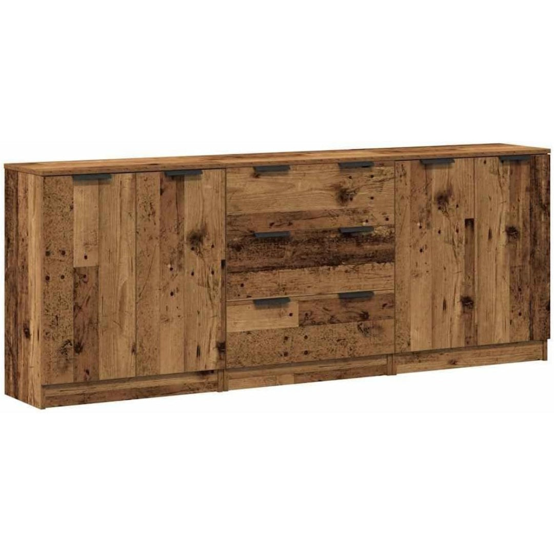 Le charme du rangement avec ce buffet avec tiroirs, avec portes, coloris gris et chene