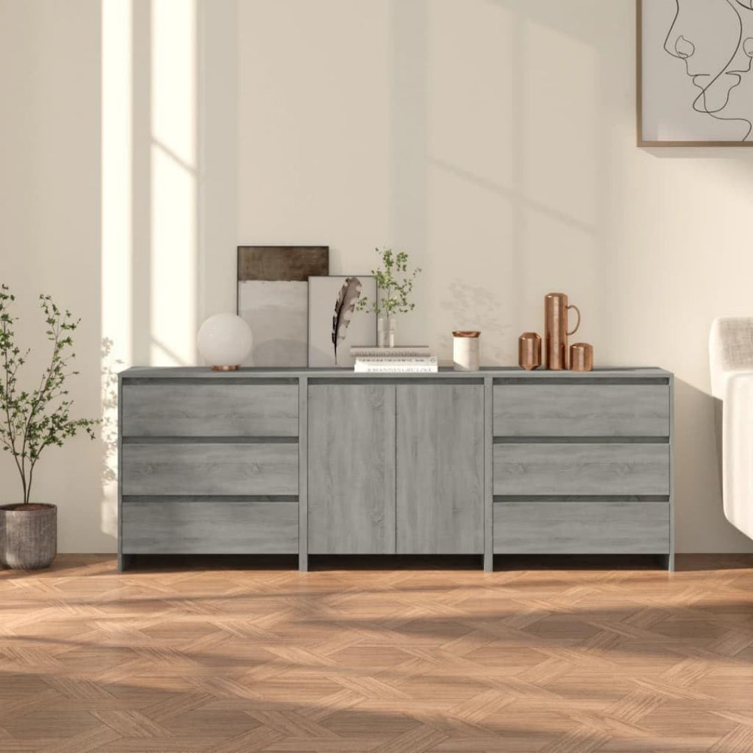 Une silhouette equilibree pour ce armoire avec portes, a l'aspect bois, teinte bois naturel