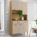 Pour un interieur harmonieux, table basse avec portes, aux accents metalliques en finition bois naturel