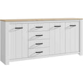 Pour un interieur harmonieux, commode avec tiroirs, aux accents metalliques en finition chene