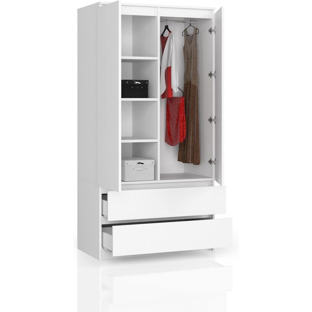 Une touche de caractere, commode avec tiroirs, avec portes dans un ton blanc
