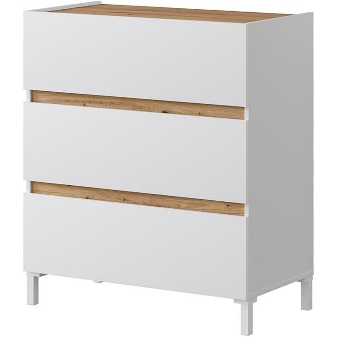 Le charme du rangement avec ce buffet aux lignes contemporaines, coloris noir et chene